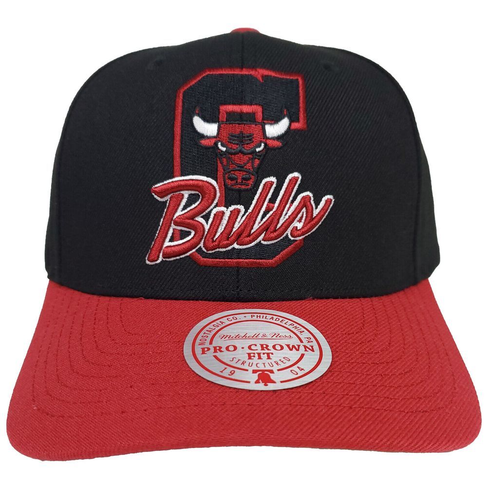 Chicago Bulls Mitchell & Ness NBA Snapback Hat Cap 3D Logo Black Red‎ NWT